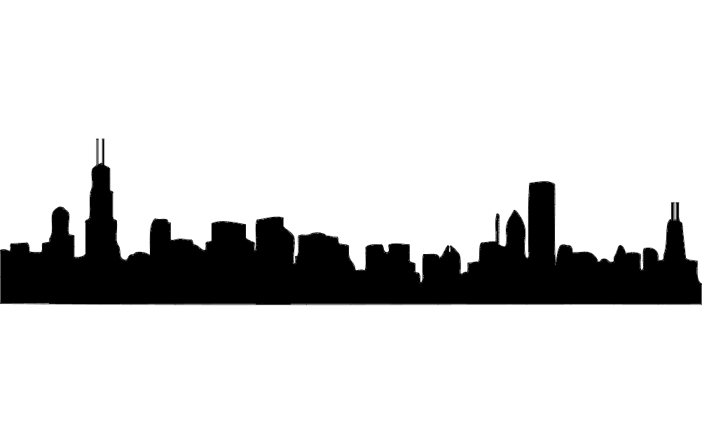 Chicago Skyline Silhouette Vector File for Laser Cutting