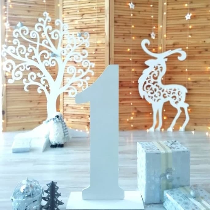 Christmas Decor Set: Tree, Deer, and Number 1 SVG Vector Files