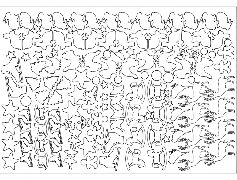 Christmas Holiday Ornaments Collection DXF File for Laser Cutting