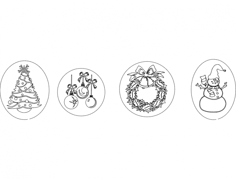 Christmas Holiday Ornaments Set DXF Vector File