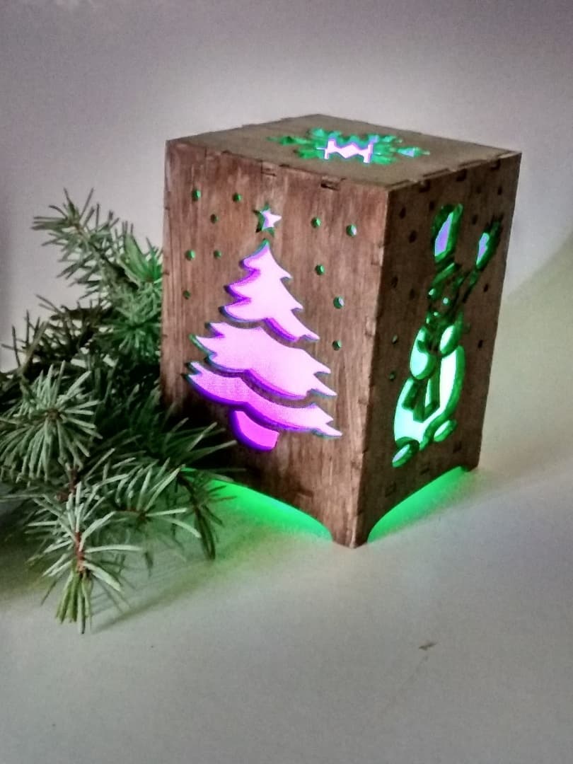 Christmas Night Light Box Laser Cut Template Free Vector