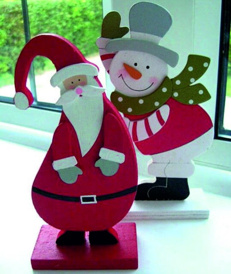 Christmas Santa and Snowman Standing Figures CDR Vector