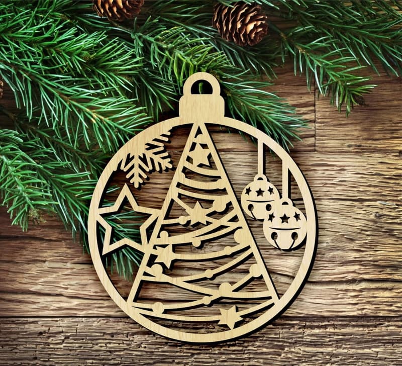 Christmas Tree Bauble Ornament Laser Cut Vector File