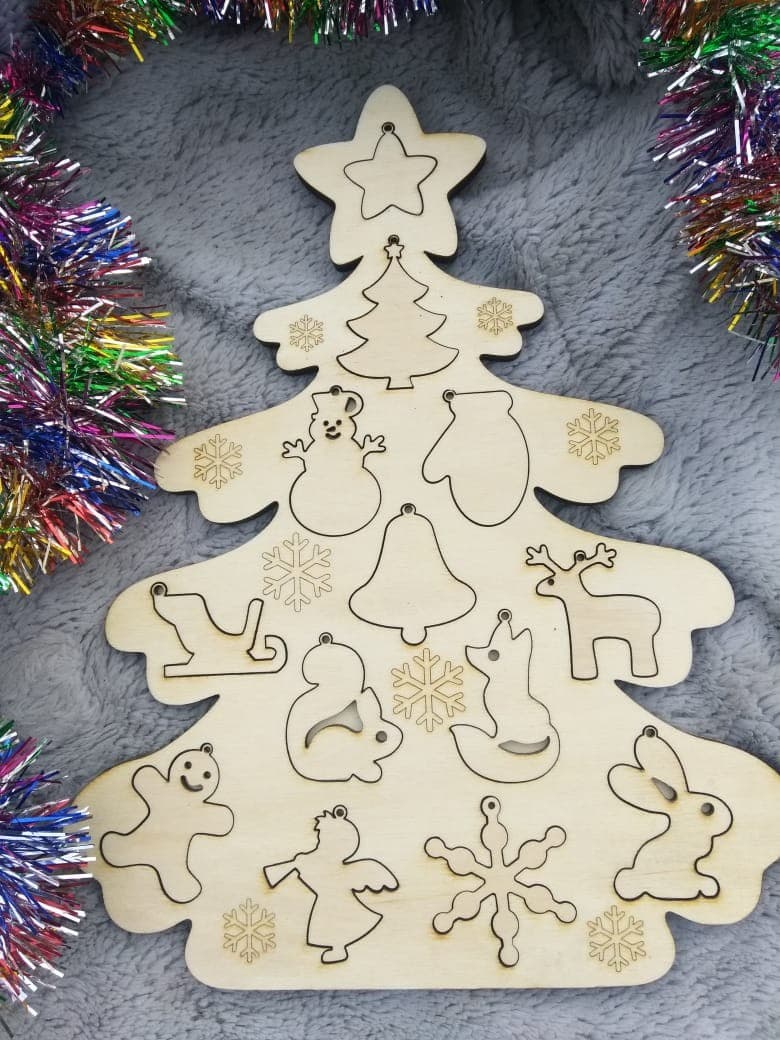 Christmas Tree Ornament Set Laser Cut Vector File