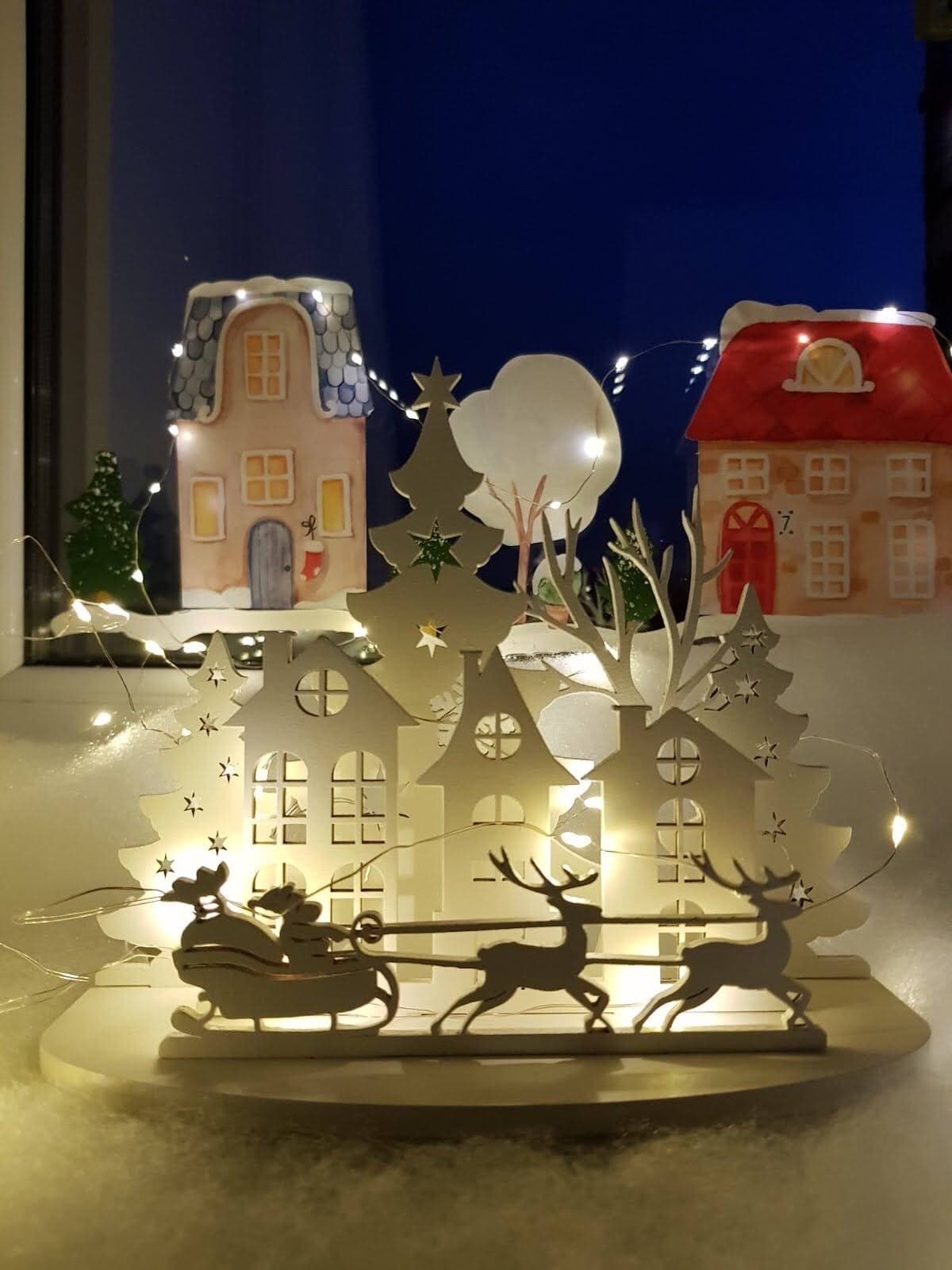 Christmas Village Sleigh Scene Laser Cut Vector File