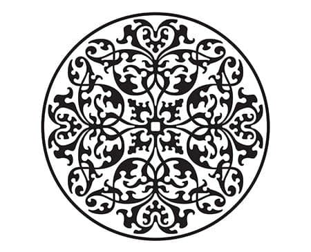 Circular Floral Arabesque Ornament Vector DXF File