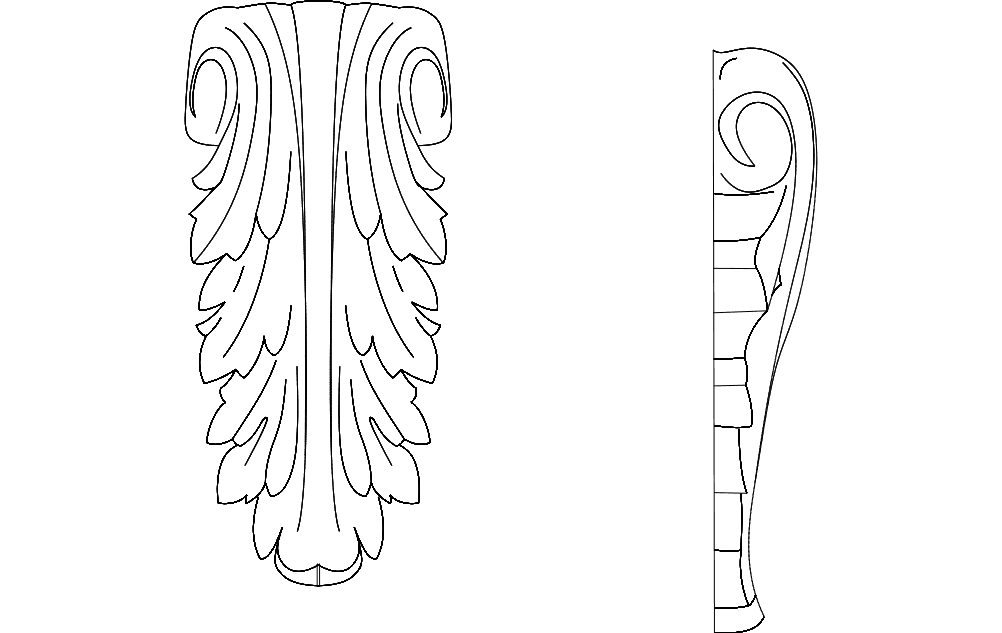 Classic Acanthus Leaf Scroll DXF Vector for CNC
