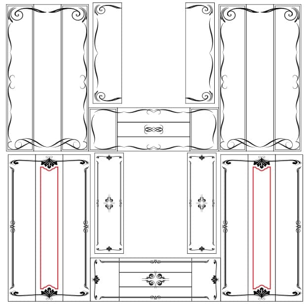 Classic Cabinet Door Decorative Panels Vector File for Laser Cutting