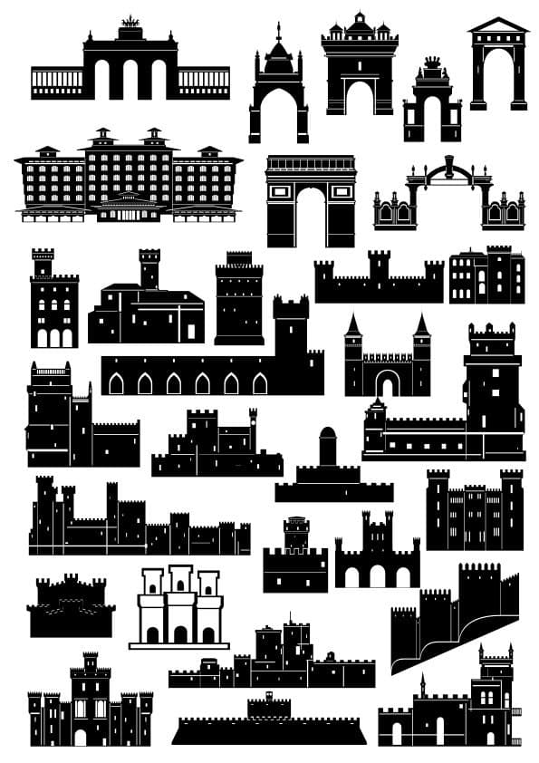 Classic Castles and Architectural Gates Vector Collection