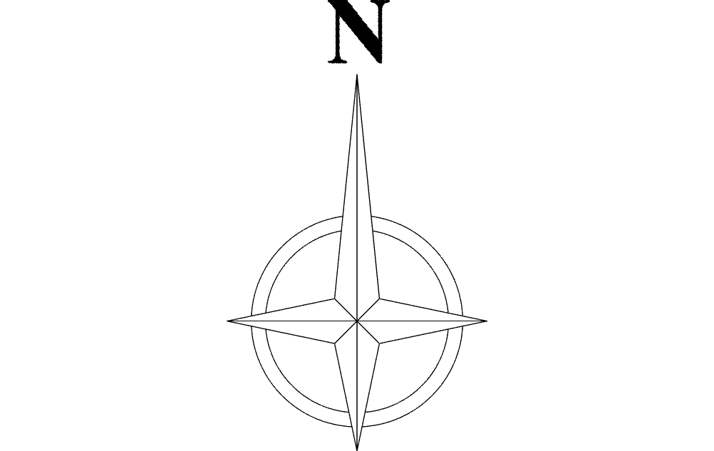 Vector de Rosa de los Vientos con Flecha Norte en Archivo DXF para Corte Láser