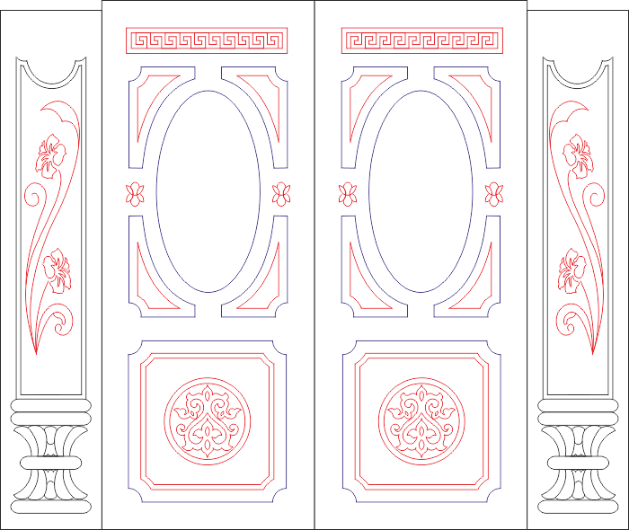 Classic Double Door Panel Vector Design for CNC Laser Cut