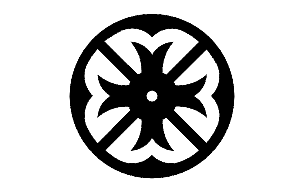 Classic Four-Petal Floral Circle Vector DXF File