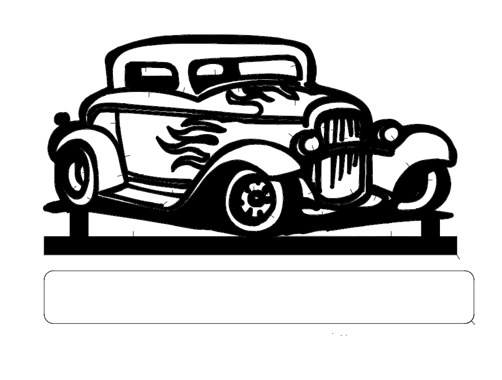 Classic Hot Rod Car Nameplate SVG Vector for Laser Cutting