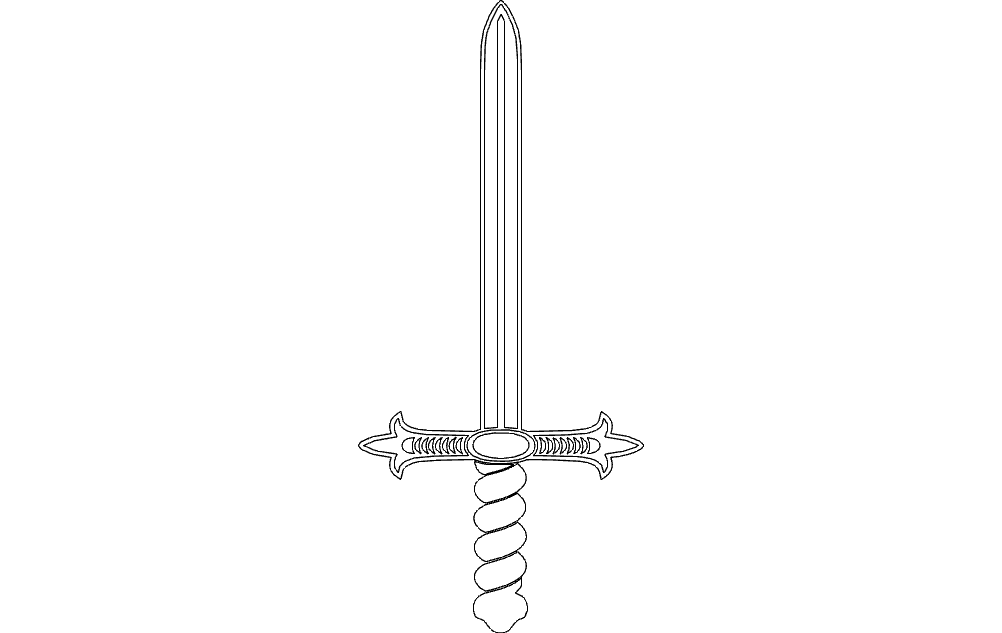 Classic Medieval Sword Vector Design for Laser Cutting DXF