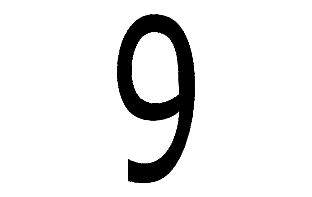 Classic Number 9 Vector Template - DXF and SVG Laser Cut File