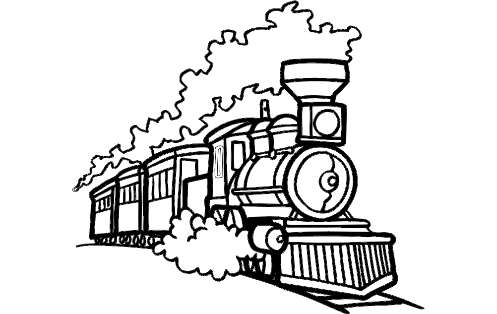 Classic Steam Locomotive Train Vector DXF File for Laser Cutting