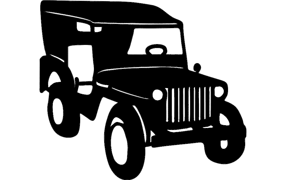 Classic Willys Jeep Vector Silhouette for Laser Cutting DXF