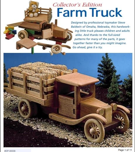 Classic Wooden Farm Truck 3D Puzzle Vector Plan