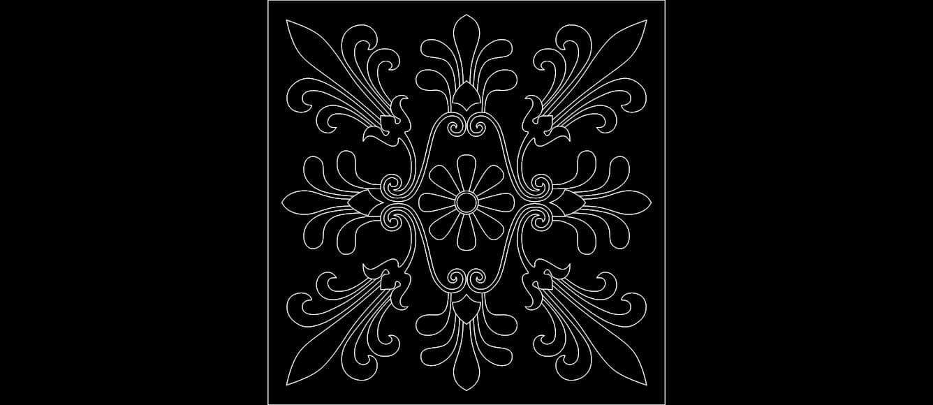 Classical Floral Ornament Vector Design DXF File
