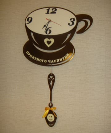 Coffee Cup Wall Clock with Pendulum Laser Cut Vector File