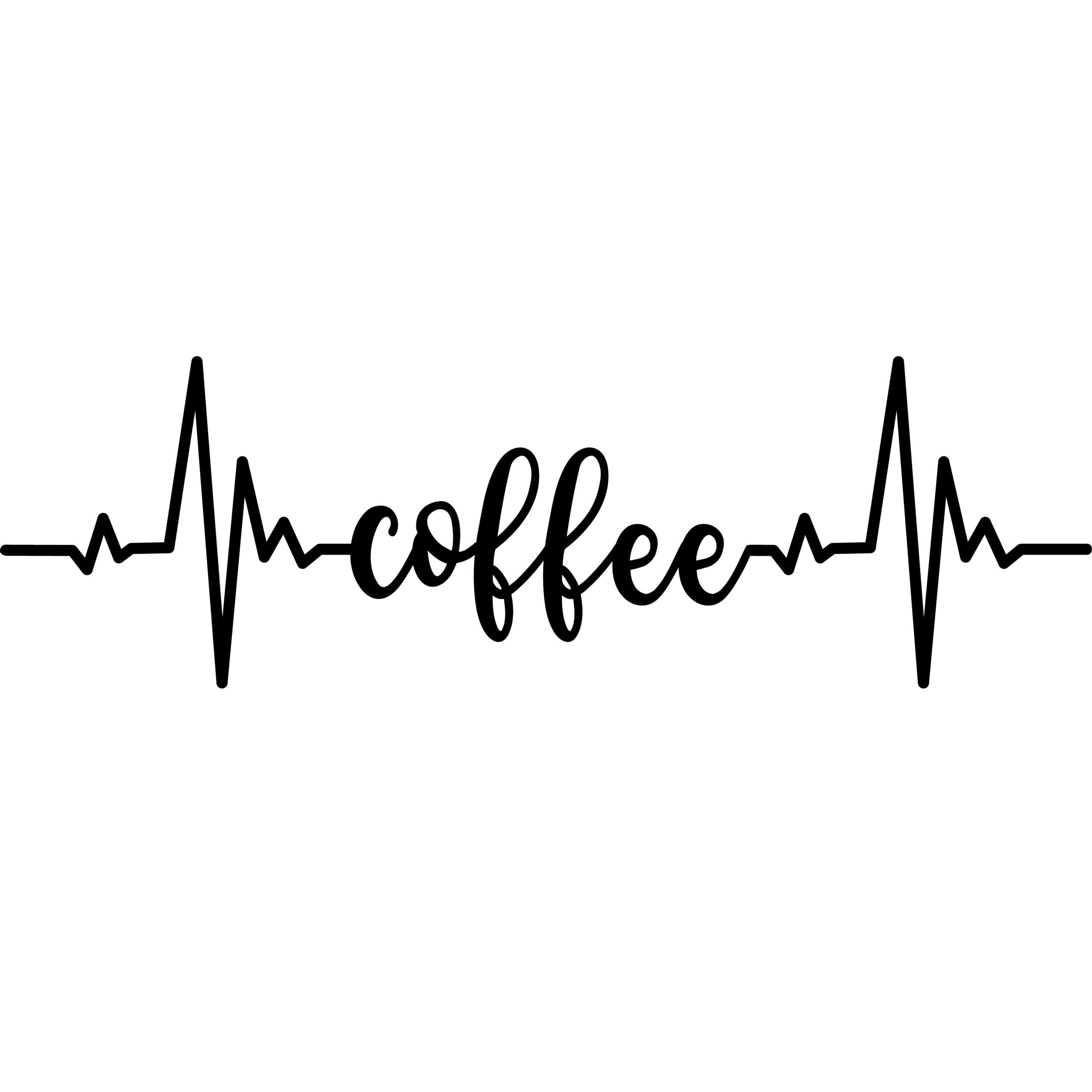 Coffee Heartbeat Wall Decor Laser Cut Vector DXF File