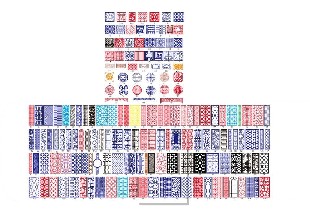 Collection of Chinese Lattice and Decorative Screen Vector Files