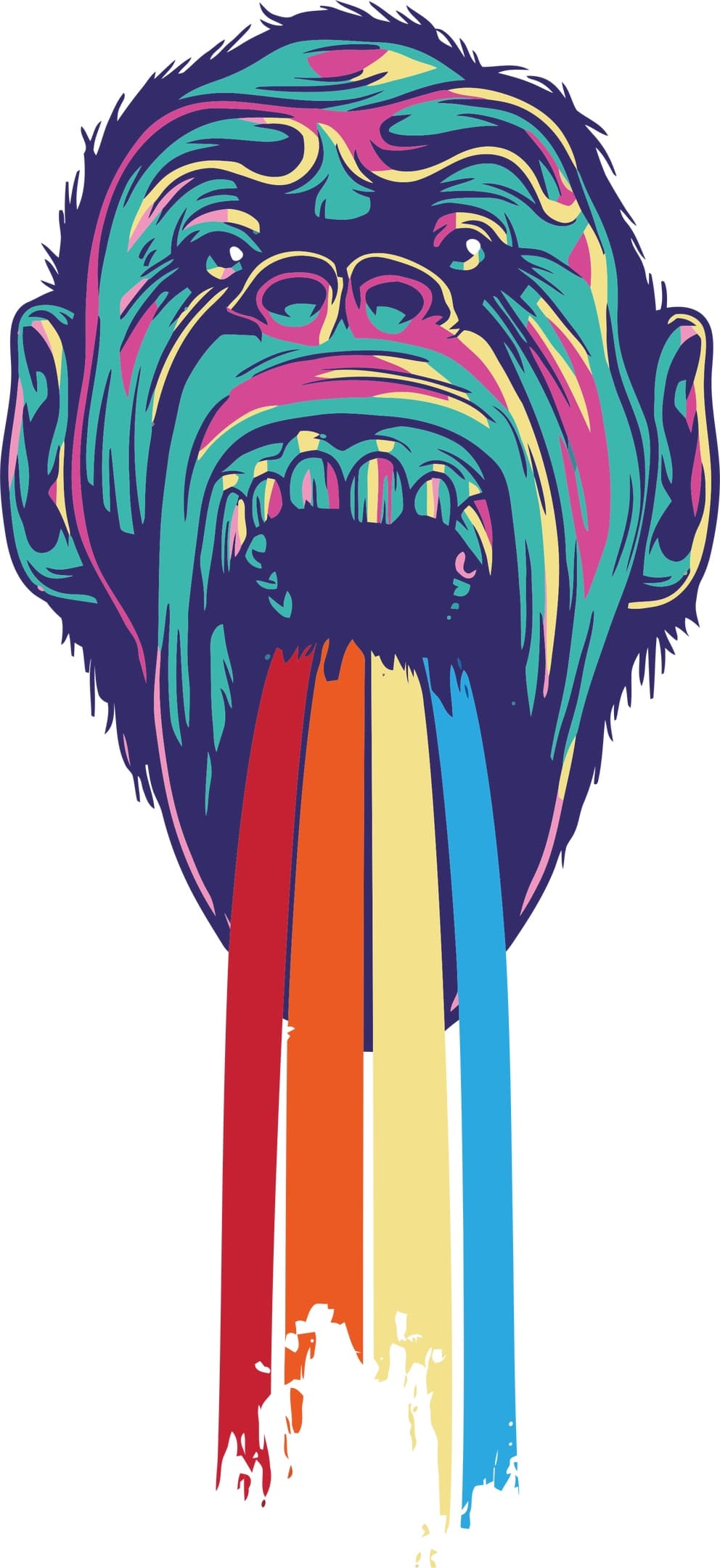 Colorful Gorilla Rainbow Vomit Vector for Laser Cutting