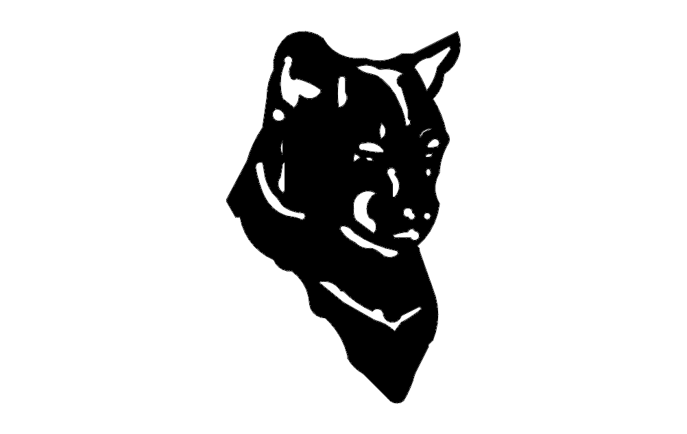 Cougar Head Silhouette Vector for Laser Cutting DXF