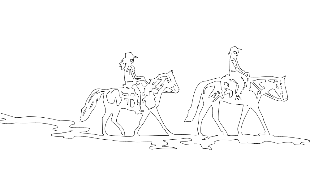 Cowboy and Cowgirl Horse Riders DXF Vector Design