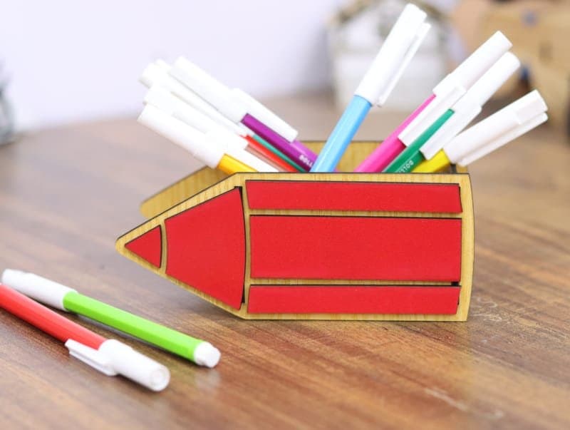 Creative Pencil Shaped Desk Organizer Vector Laser Cut File