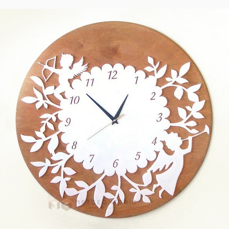 Cupid Angel Wall Clock Vector Design for Laser Cutting