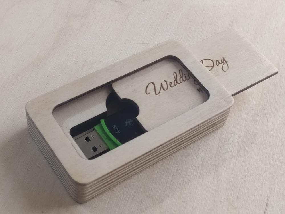 Custom Wooden USB Flash Drive Box Laser Cut File (DXF/SVG)