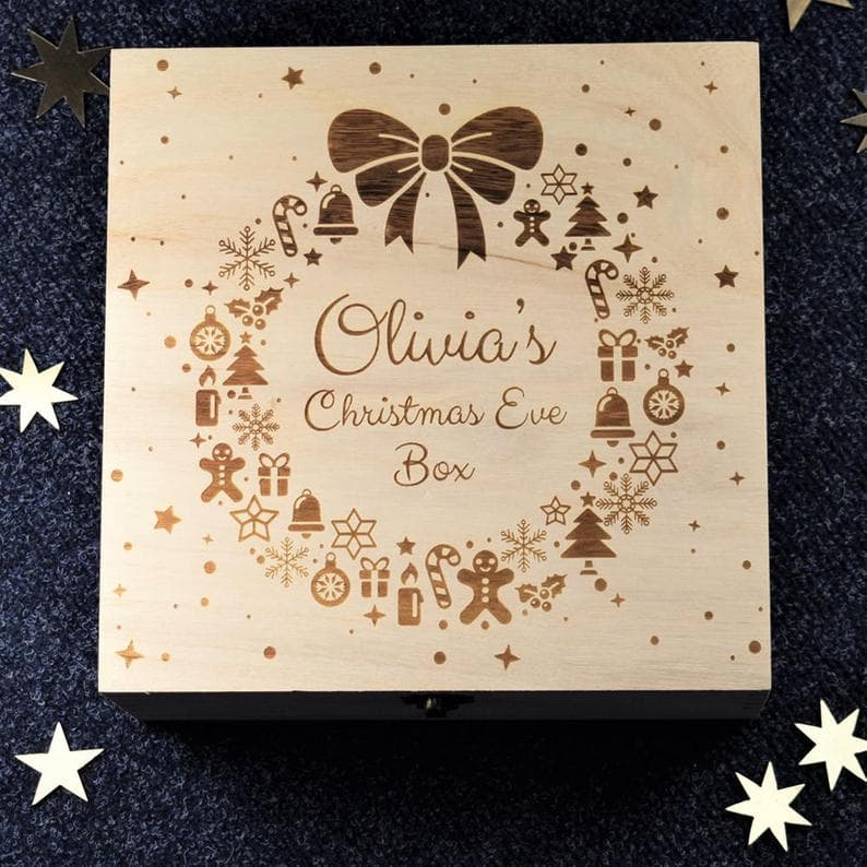 Diseño de Grabado Láser para Caja de Nochebuena Personalizable