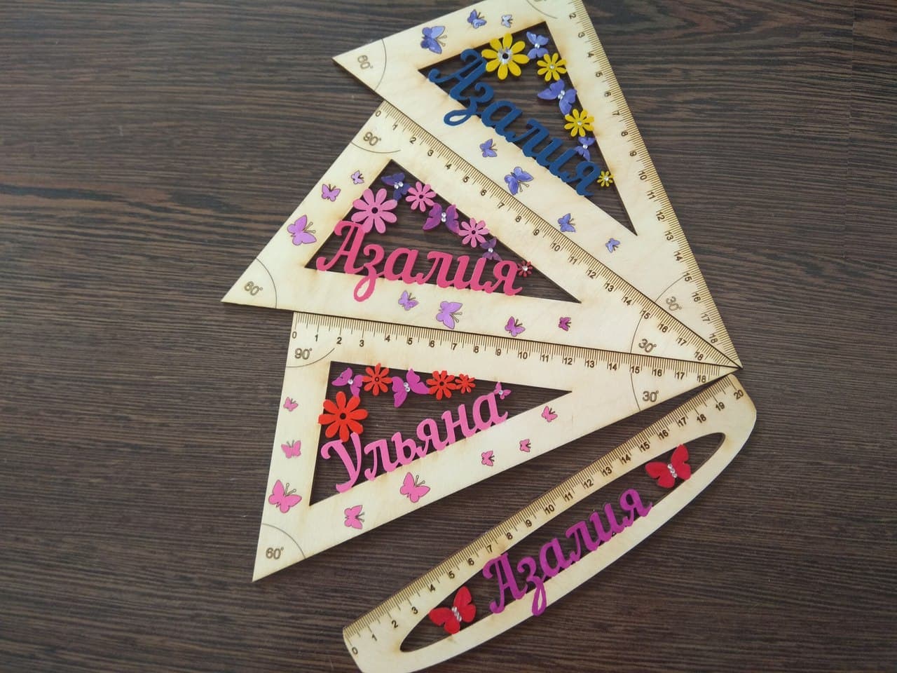 Customizable Triangle Ruler and Protractor Set Vector for Laser Cutting