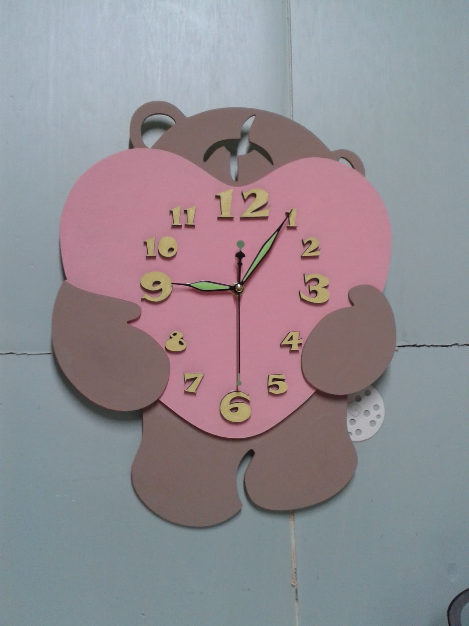 Cute Bear Holding Heart Wall Clock Vector File