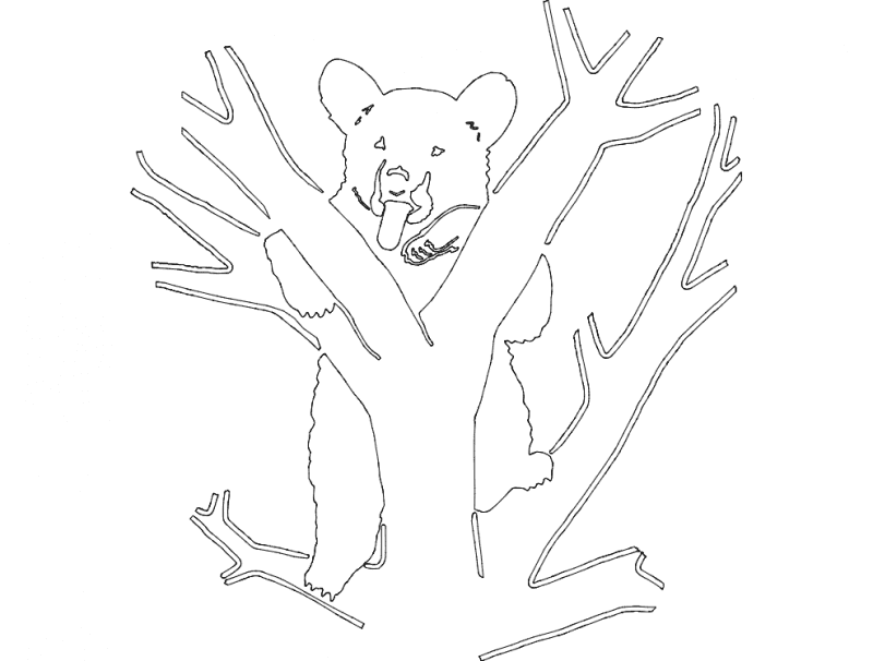 Cute Bear in Tree Vector Design for Laser Cutting DXF