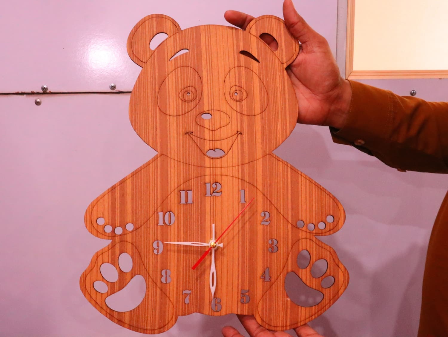 Cute Bear Kids Wall Clock Laser Cut Vector File