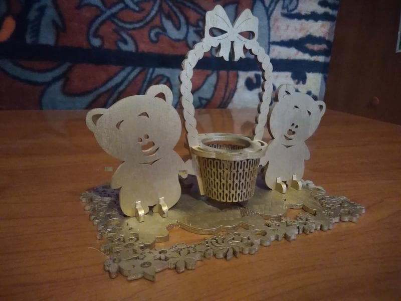 Cute Bear Napkin Holder Laser Cut Vector Design