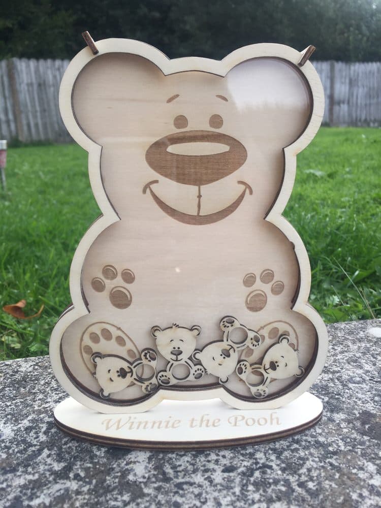 Cute Bear Piggy Bank Laser Cut Vector File (CDR, SVG)