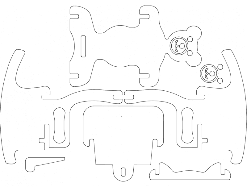 Cute Bear Rocking Chair 3D Puzzle Laser Cut DXF File