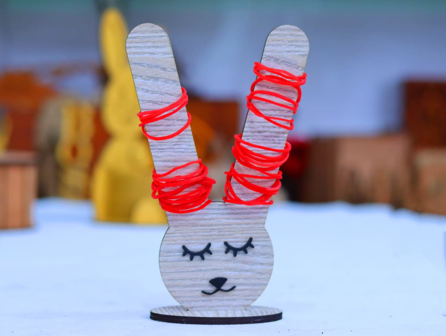 Cute Bunny Hair Tie Holder Laser Cut File (SVG, DXF)