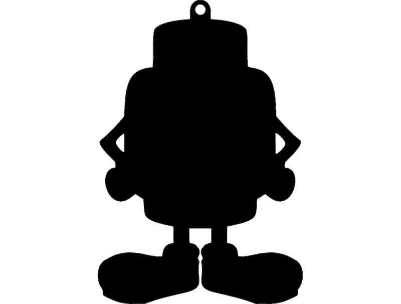 Cute Cartoon Robot Keychain DXF Vector for Laser Cutting