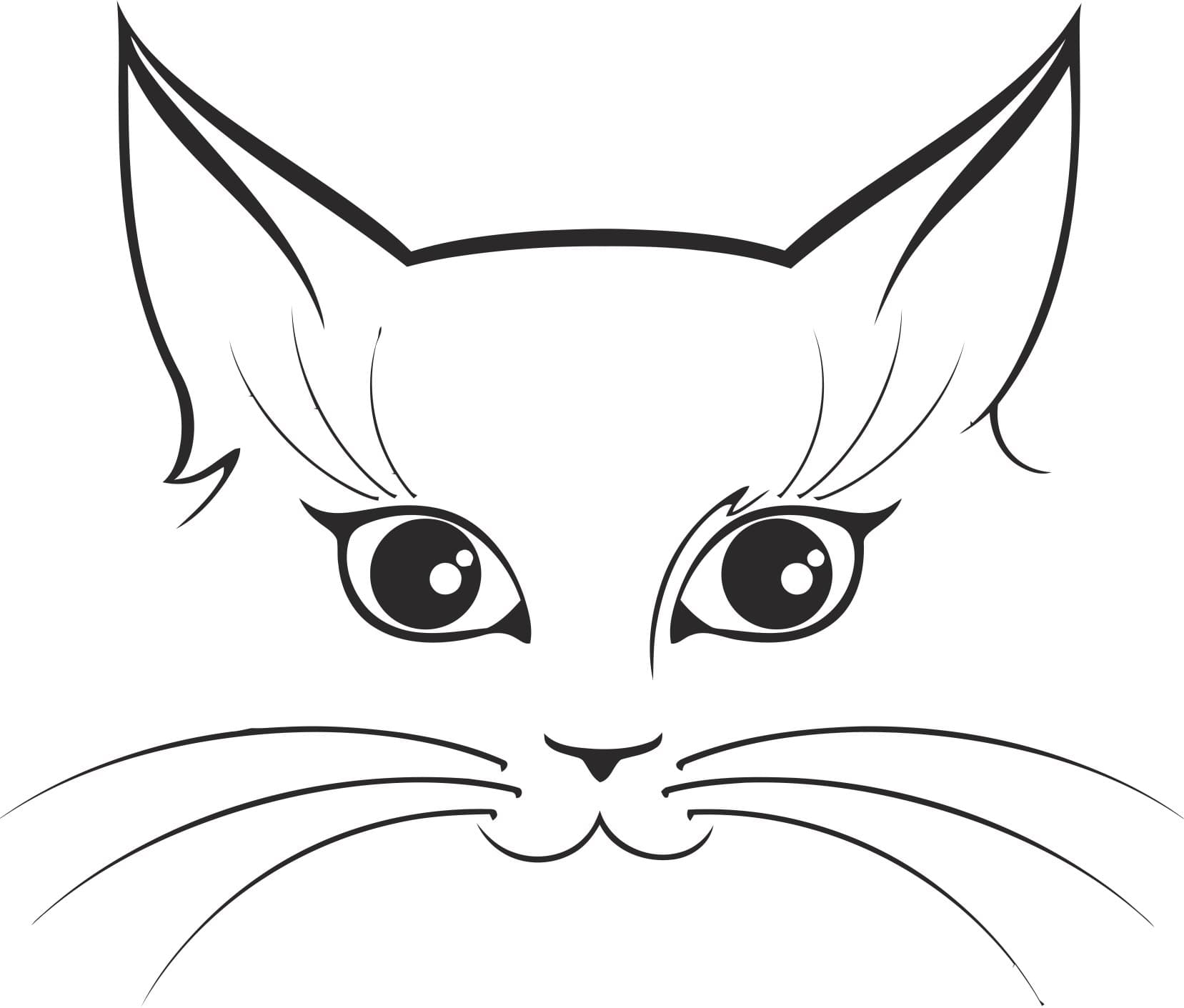 Cute Cat Face Vector Design for Laser Cutting