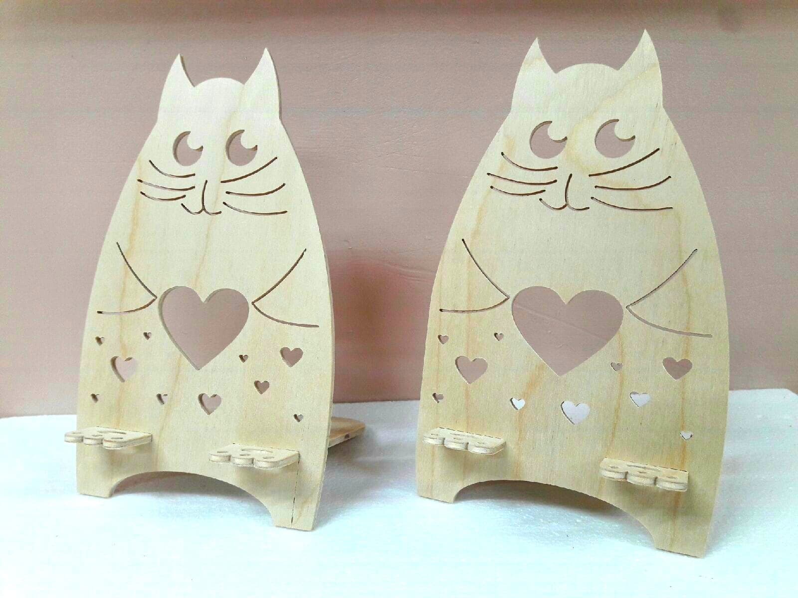 Cute Cat Mobile Phone Stand Laser Cut Vector File (CDR)
