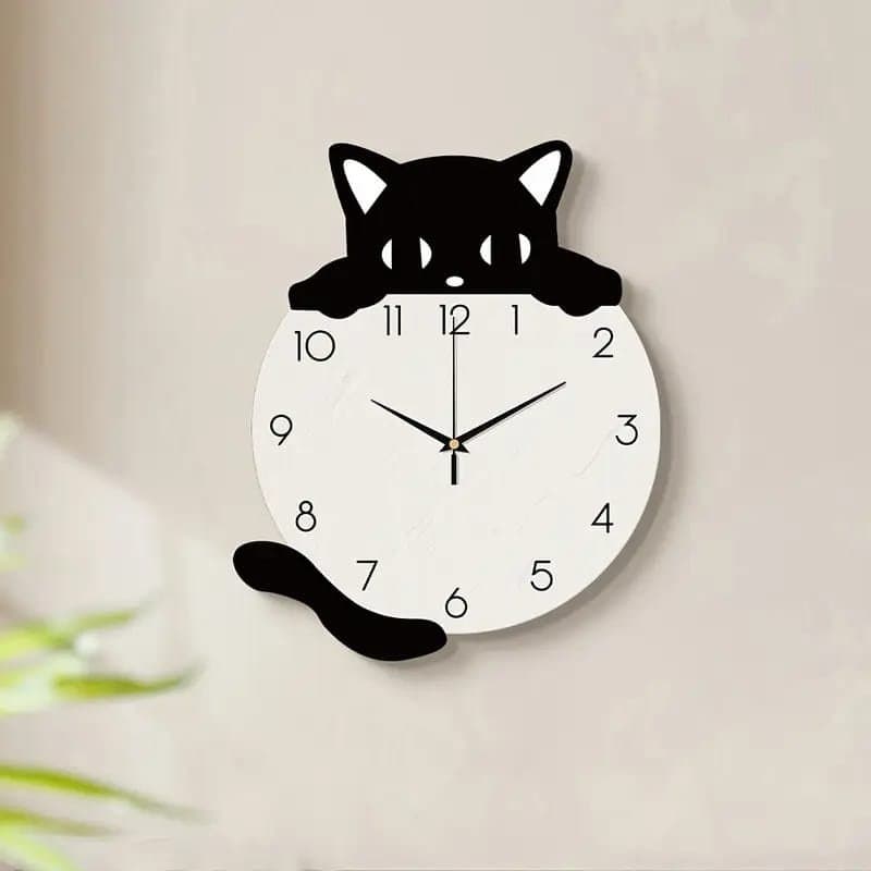 Cute Cat Wall Clock Laser Cut Vector Design