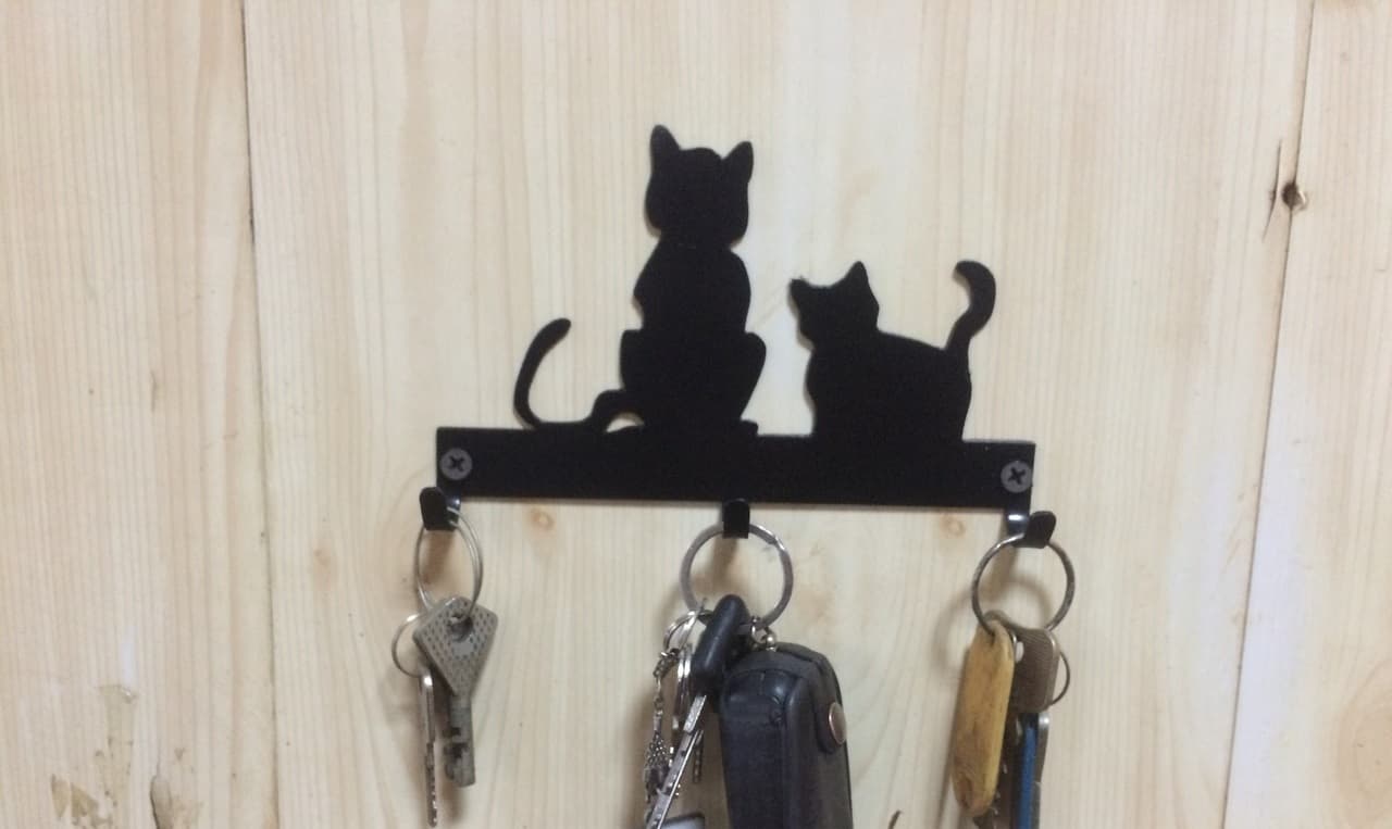 Cute Cats Key Hanger Vector Design for Laser Cutting DXF
