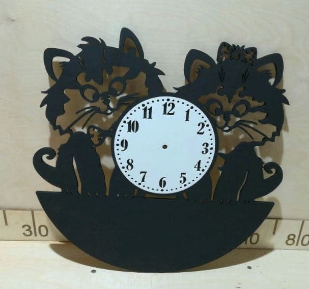 Cute Cats Wall Clock Laser Cut Vector File