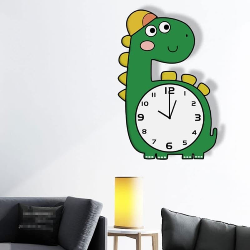 Cute Dinosaur Wall Clock Laser Cut Vector File