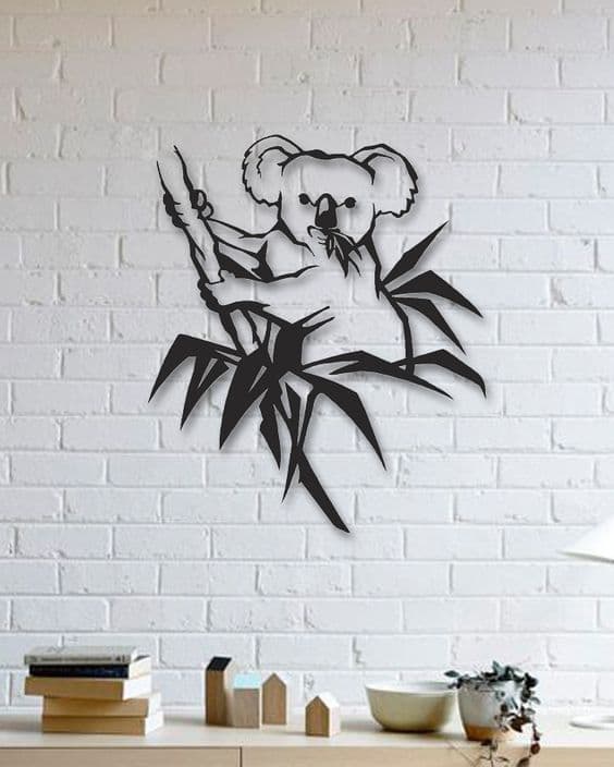 Cute Koala on Branch Wall Art Laser Cut Vector File