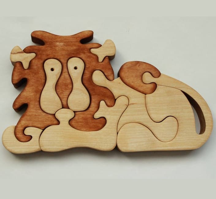 Cute Lion Wooden Puzzle Vector for Laser Cutting